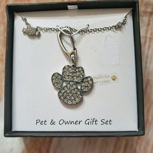 Pet and Owner Cat Gift Set Necklace Collar Charm